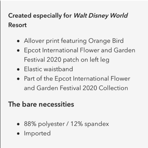 Disney Epcot Flower and Garden Festival 2020 Orange Bird Print Leggings Size XS - Picture 4 of 8